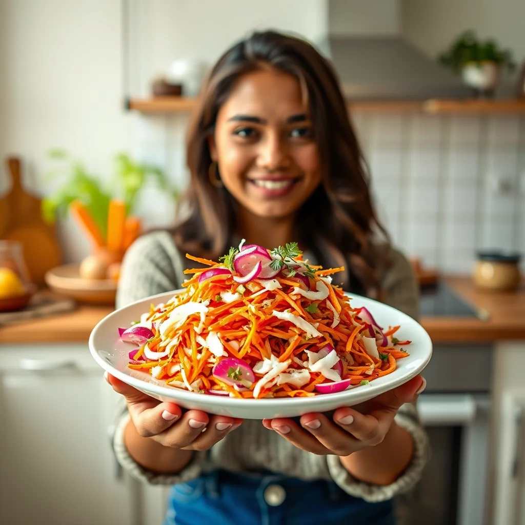 Shredded Radish, Coconut and Carrot Salad MOOLI NARIYAL KACH – vegetarian recipe