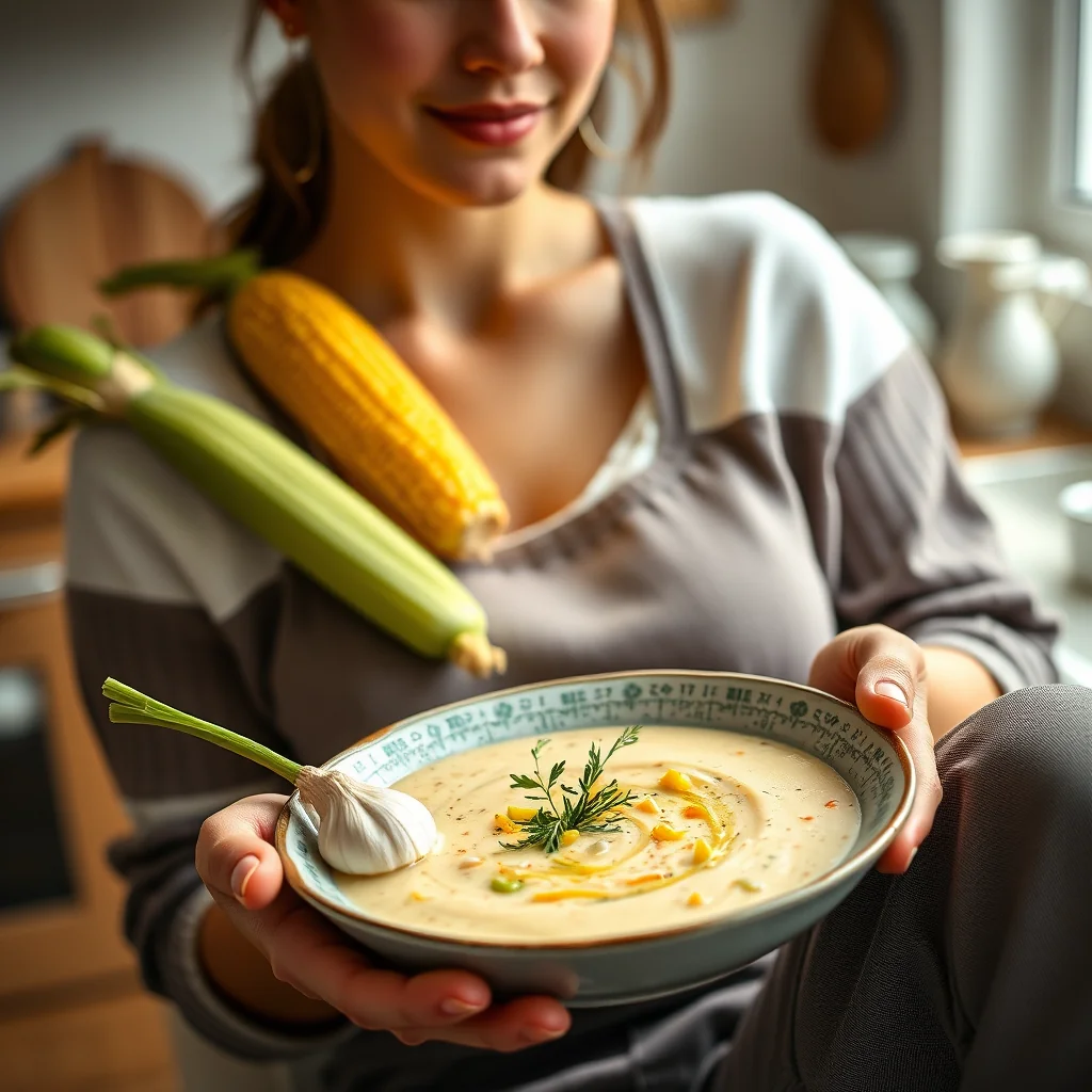 Summer Sweet Corn & Leek Chowder – vegetarian recipe