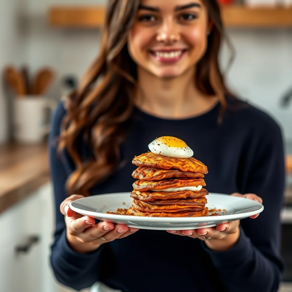 Spiced Sweet Potato Pancake & Egg Stacks – vegetarian recipe
