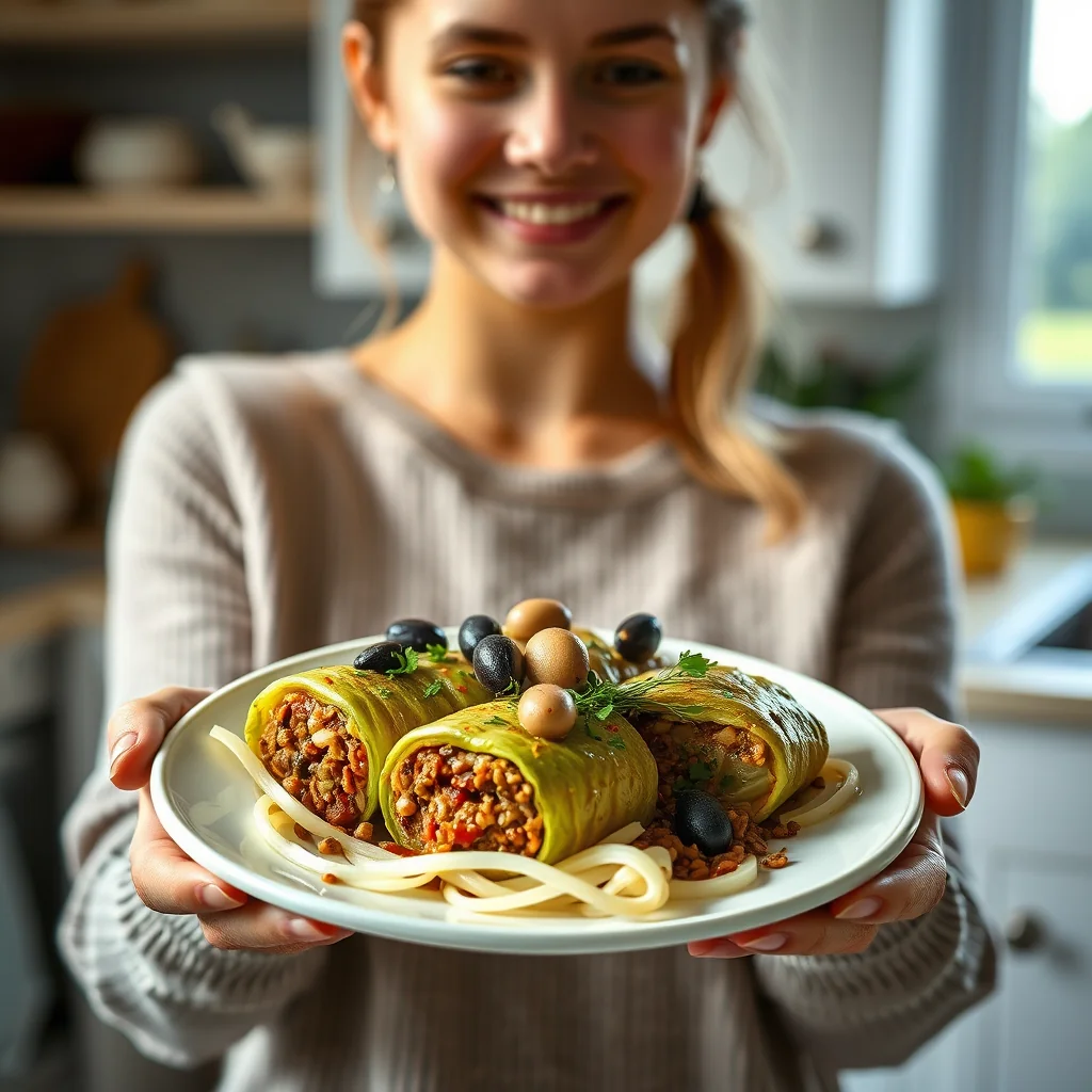 Vegan Lentil & Olive Stuffed Cabbage Rolls – vegetarian recipe