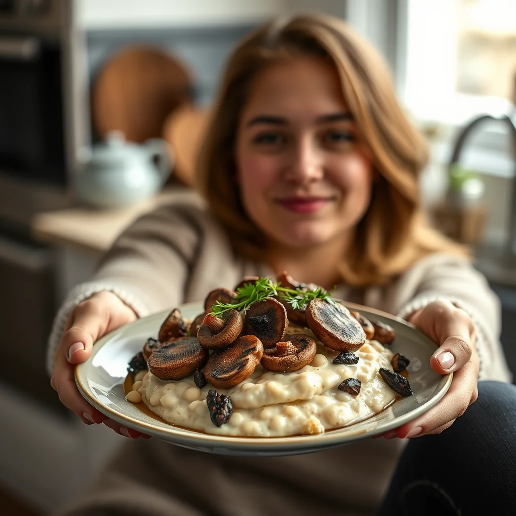 Truffled Wild Mushrooms Over Whipped White Beans – vegetarian recipe