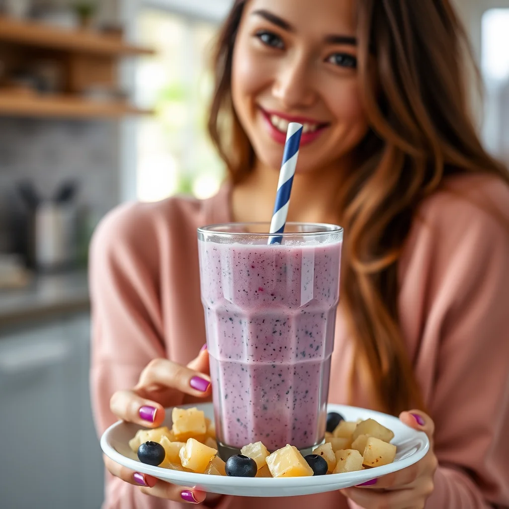 Creamy Blueberry Pineapple Tofu Smoothie – vegetarian recipe
