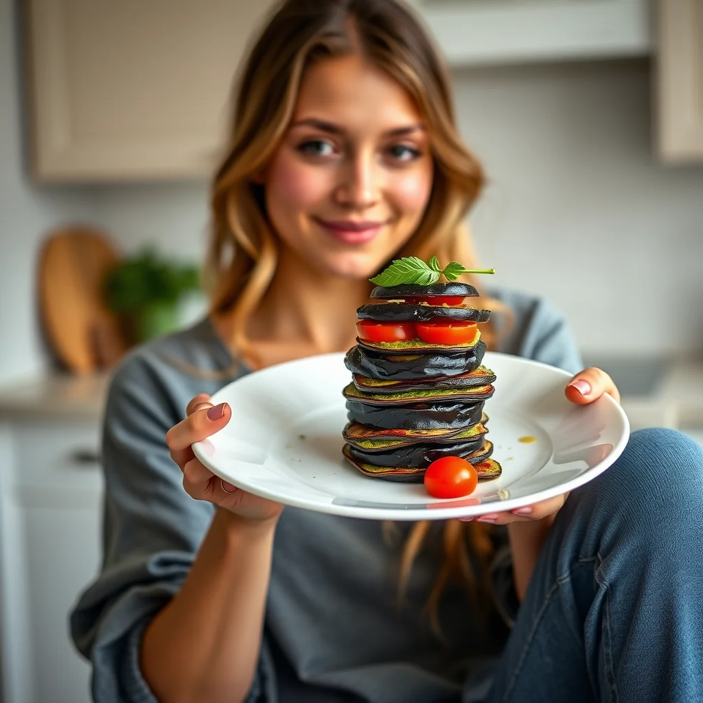 Pesto Amaranth & Eggplant Stacks – vegetarian recipe