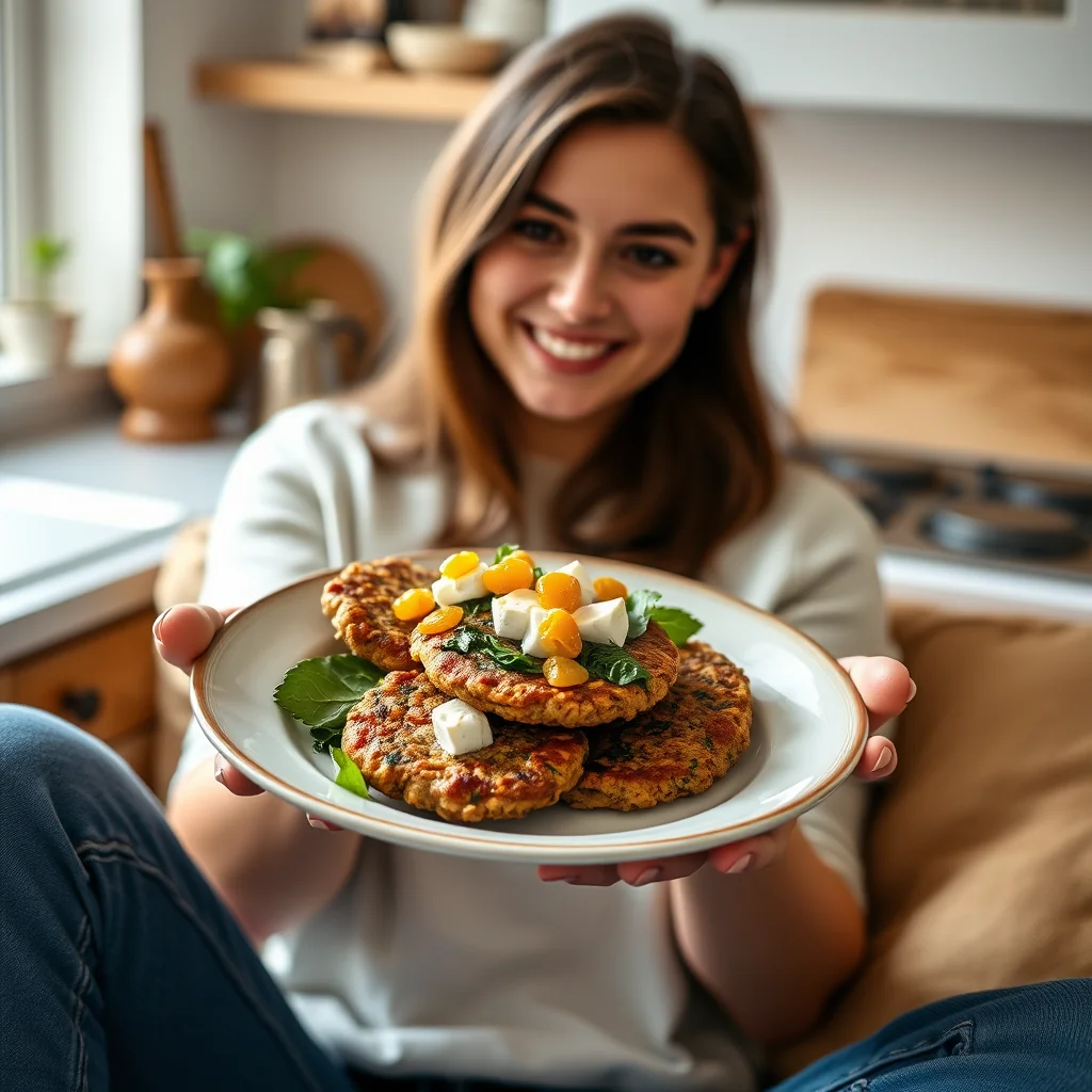 Savory Millet Fritters with Feta, Spinach & Golden Raisins – vegetarian recipe