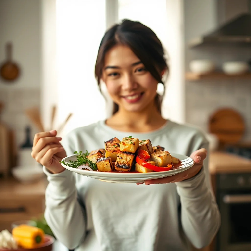 Broiled Tofu with Hot Mango Sauce – vegetarian recipe