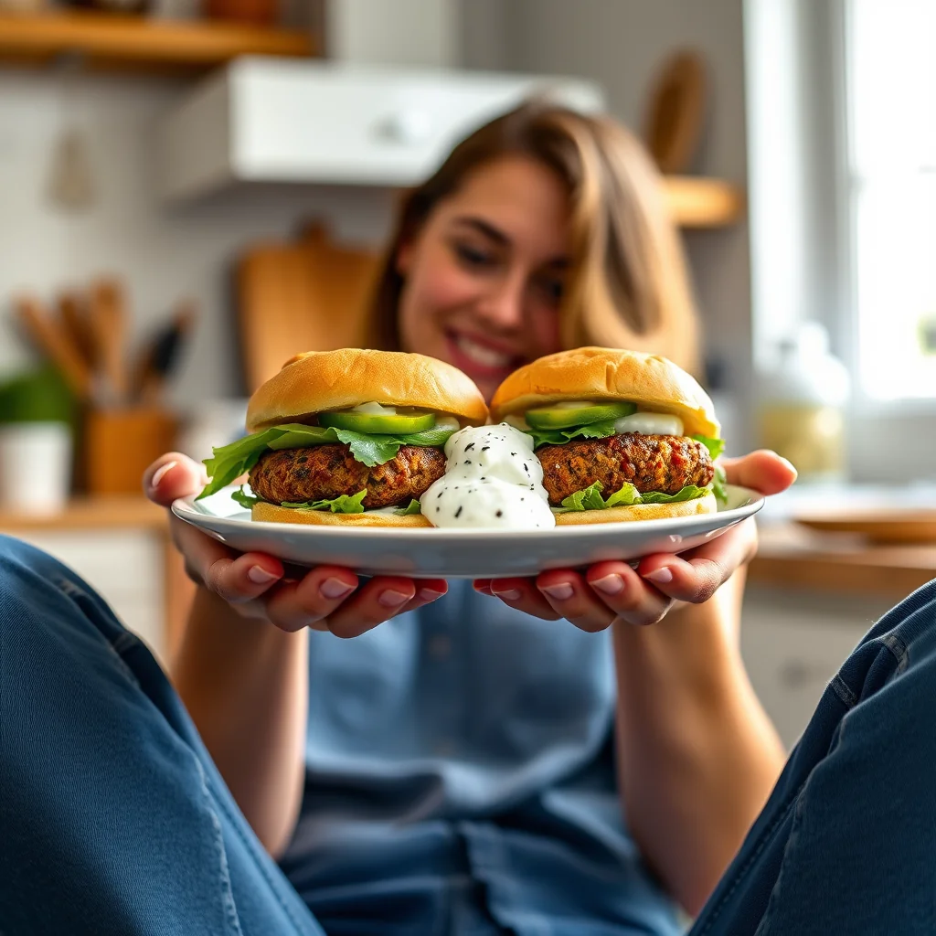 Mediterranean Veggie Burgers with Tzatziki Sauce – vegetarian recipe