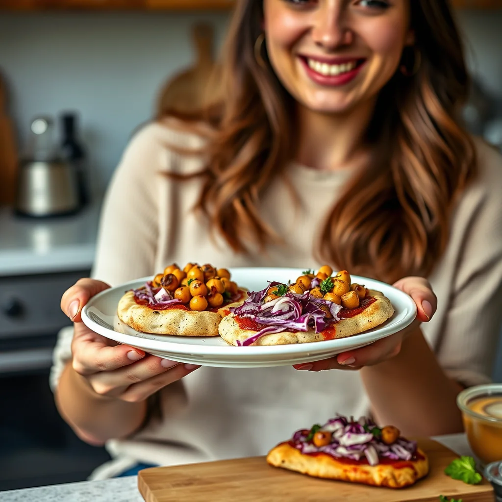 Spiced Chickpea and Red Cabbage Pita Pizzas – vegetarian recipe