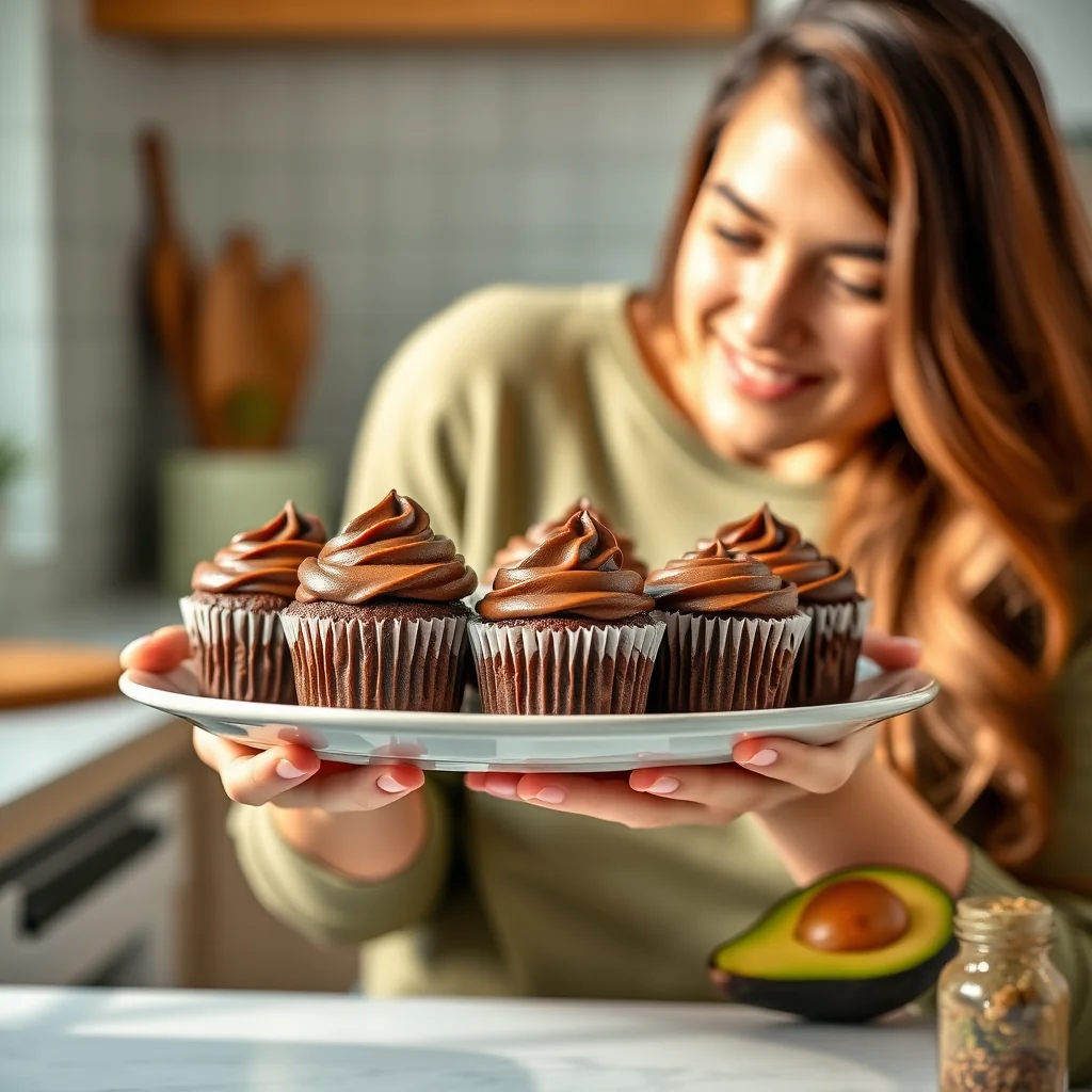 Glazed Chocolate Avocado Cupcakes – vegetarian recipe