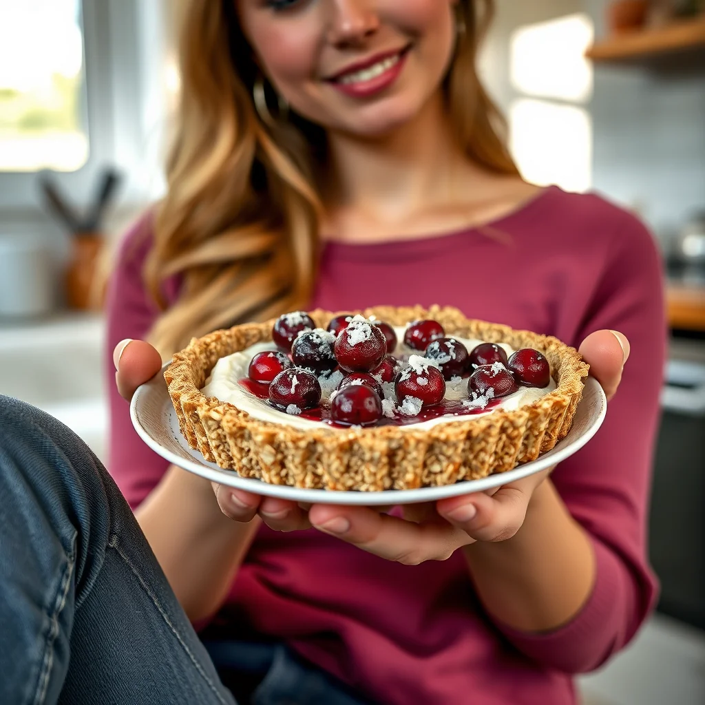 Cranberry Labneh Tart with Oat-Coconut Crust – vegetarian recipe