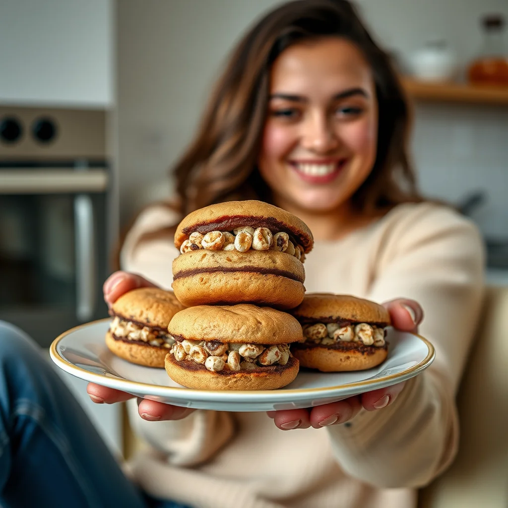 Chewy Chocolate Sandwich Biscuits with Crunchy Cereal Fillin – vegetarian recipe