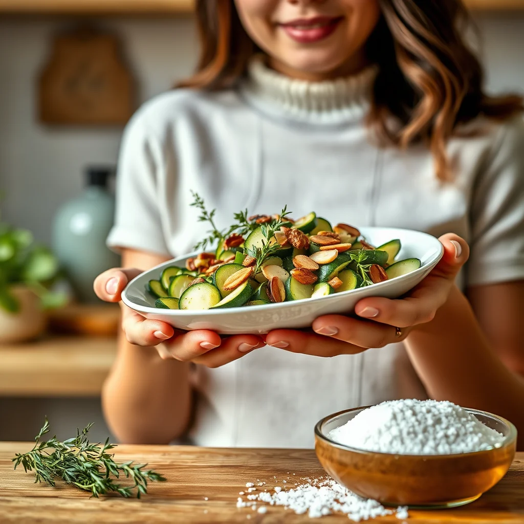 Courgette, Marjoram, and Toasted Almond Salad – vegetarian recipe