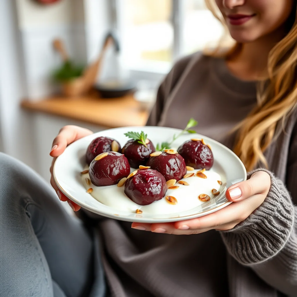 Baked Beetroot with Homemade Curds and Toasted Sunflower See – vegetarian recipe
