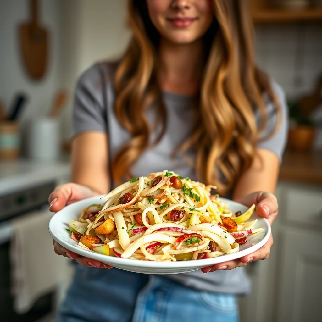 Crunchy Kohlrabi Slaw with Apple and Gherkins – vegetarian recipe
