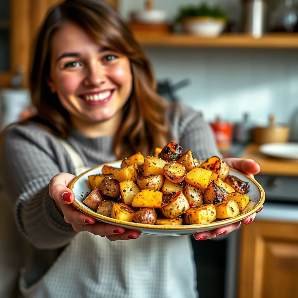 Addictively Sticky Marmite Roasted Potatoes – vegetarian recipe