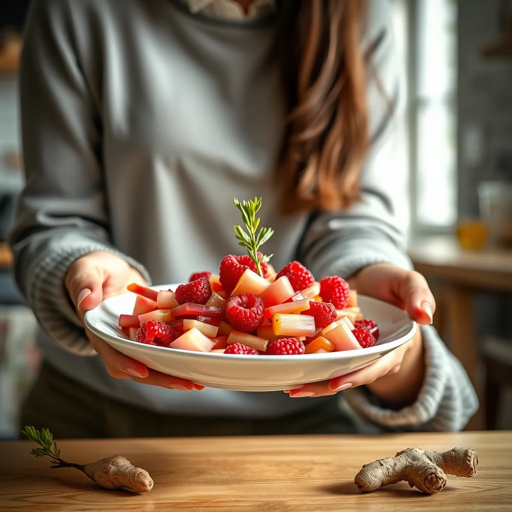 Pickled Rhubarb and Raspberry Salad – vegetarian recipe