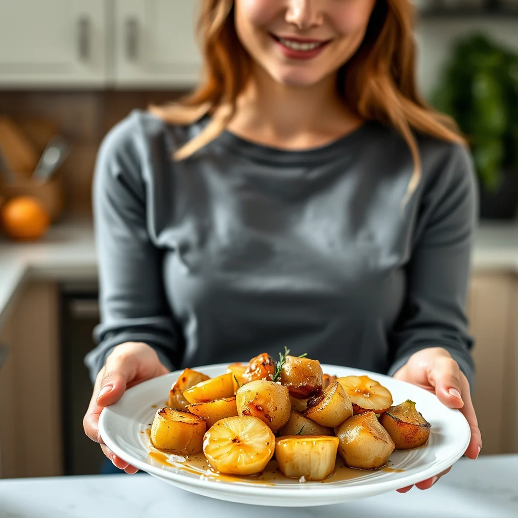 Roasted Turnips and Caramelized Apples with Cider Glaze – vegetarian recipe