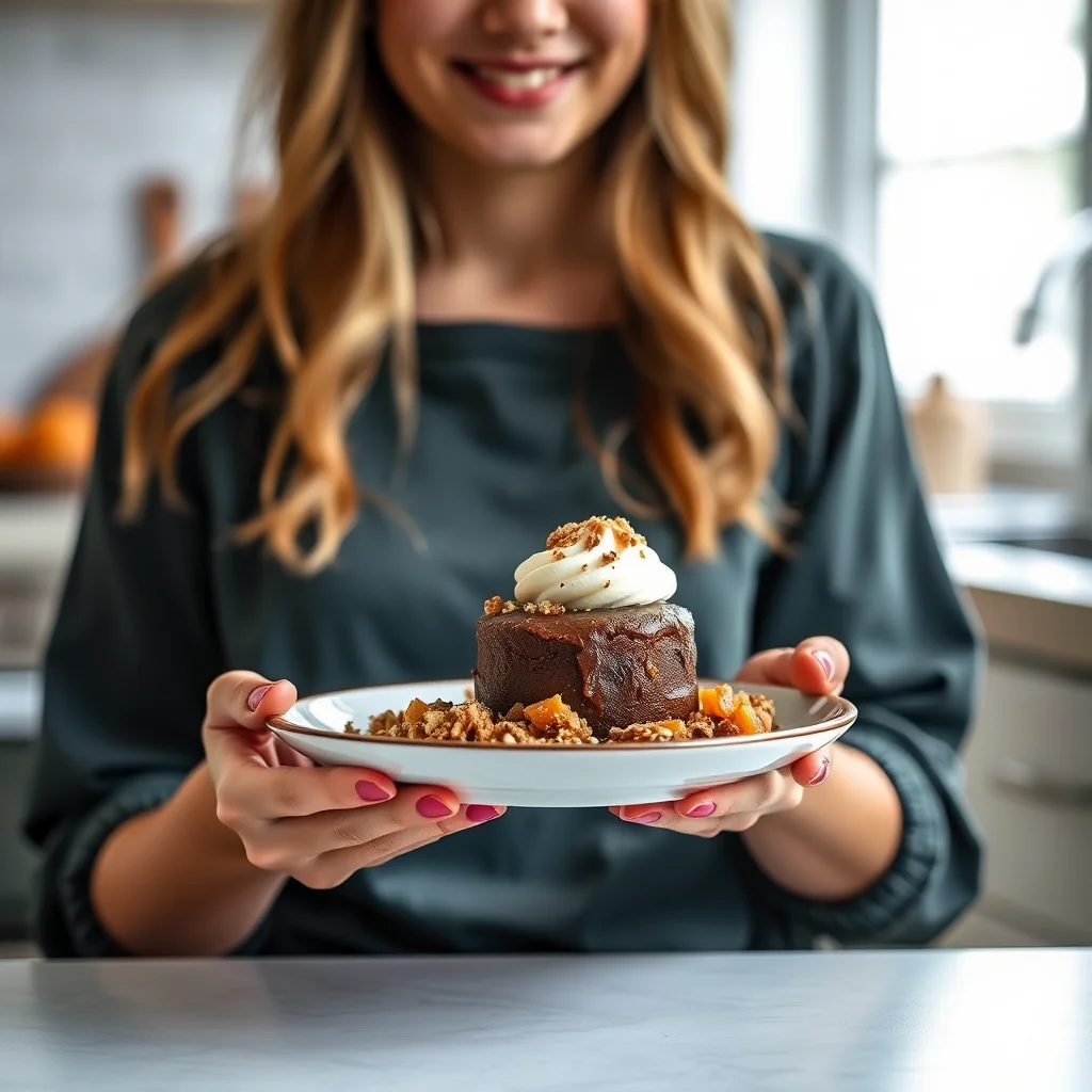 Chocolate Ganache with Orange Muesli Crumble & Walnut Pralin – vegetarian recipe