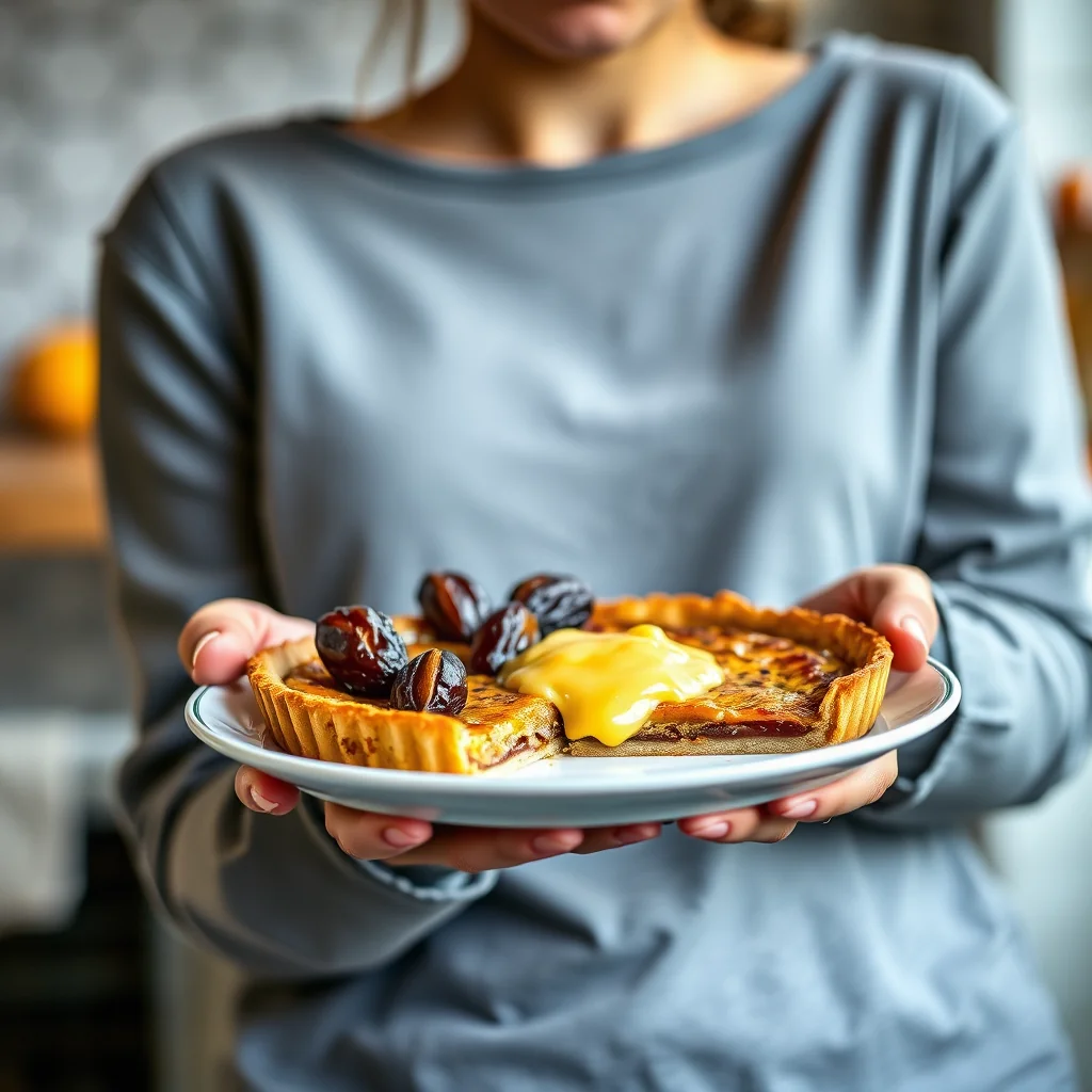 Date and Treacle Tart with Lemon Curd – vegetarian recipe