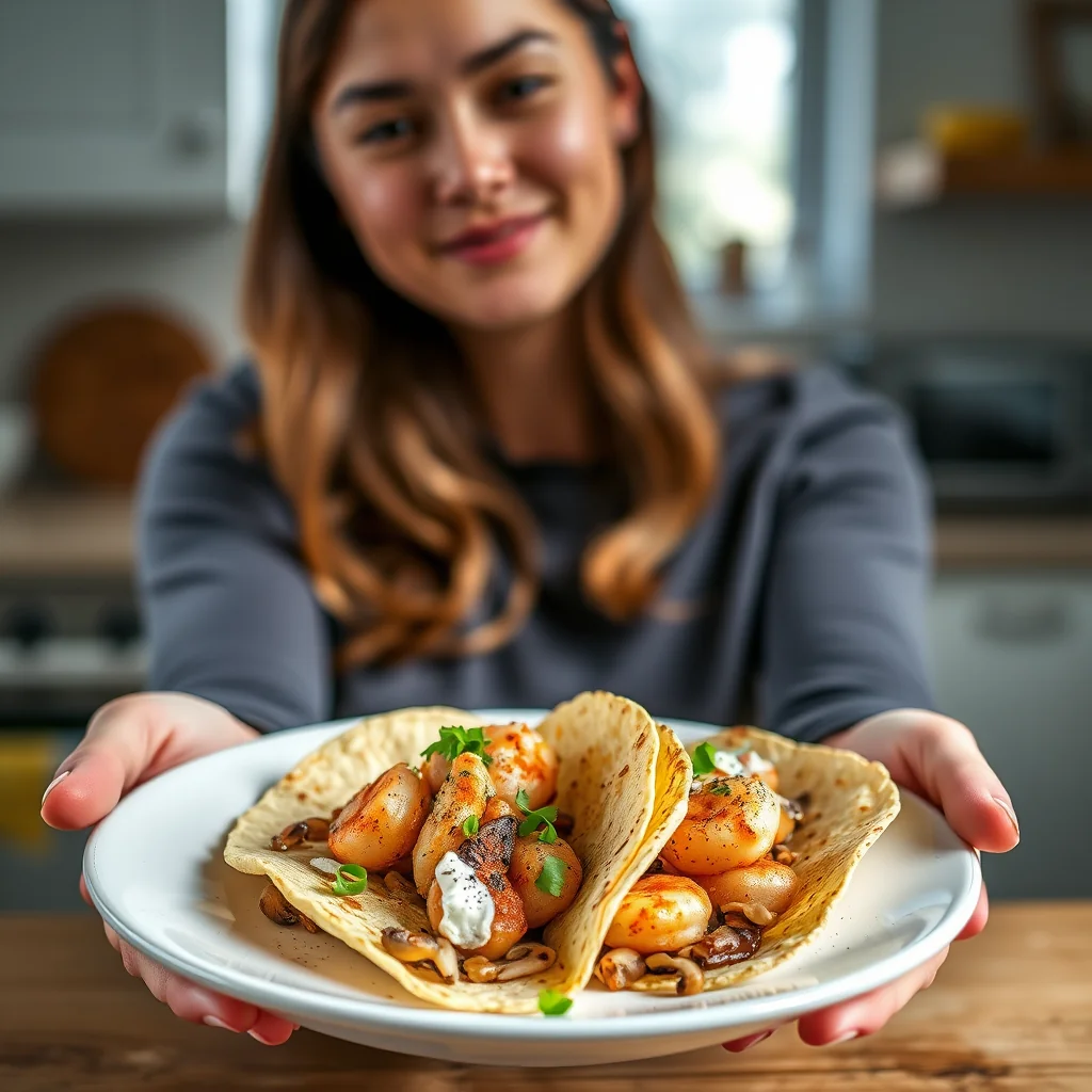 Plant-Based BBQ Shrimp Tacos with King Oyster Mushrooms – vegetarian recipe