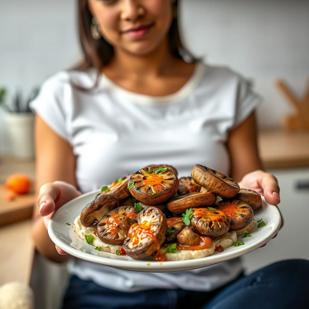 Grilled King Oyster Mushrooms with Scotch Bonnet Drizzle – vegetarian recipe