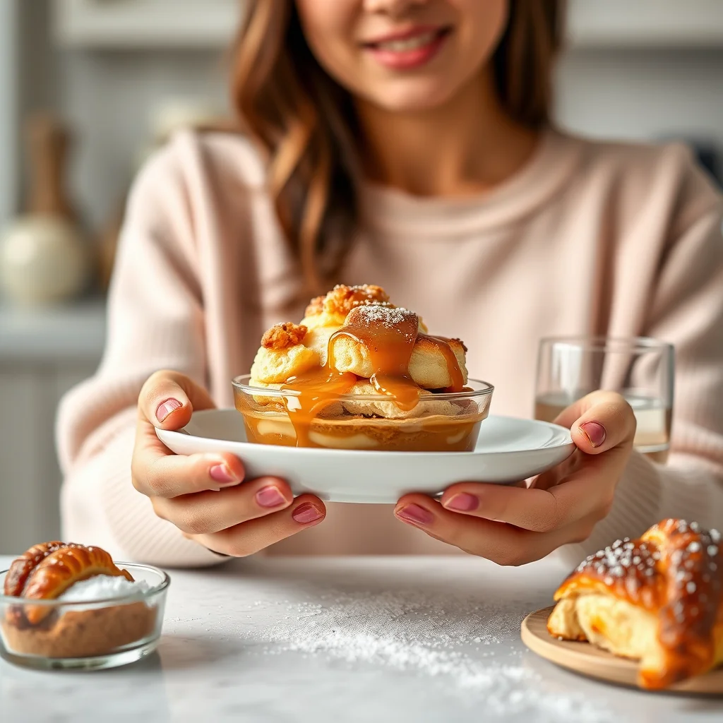 Caramel Bourbon Croissant Pudding – vegetarian recipe