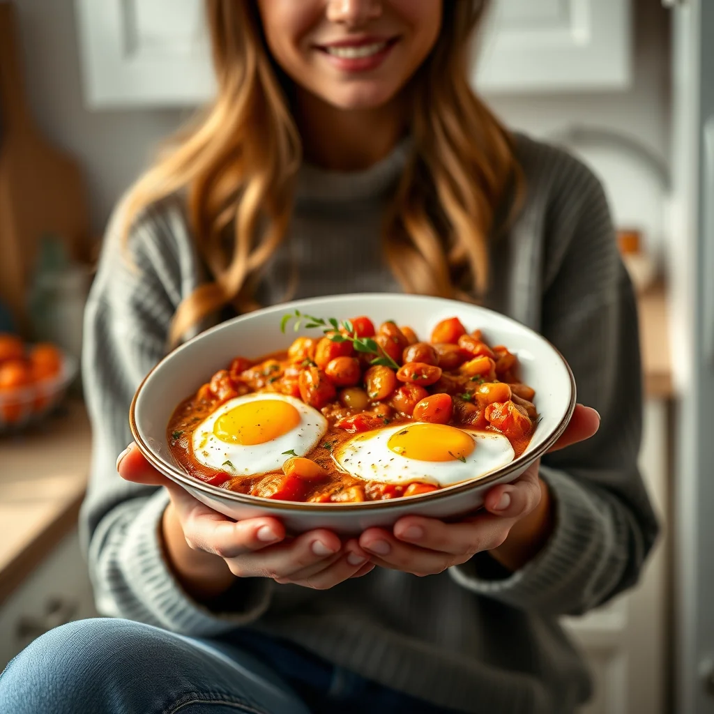 Skillet Eggs in Smoky Tomato and Butter Bean Sauce – vegetarian recipe
