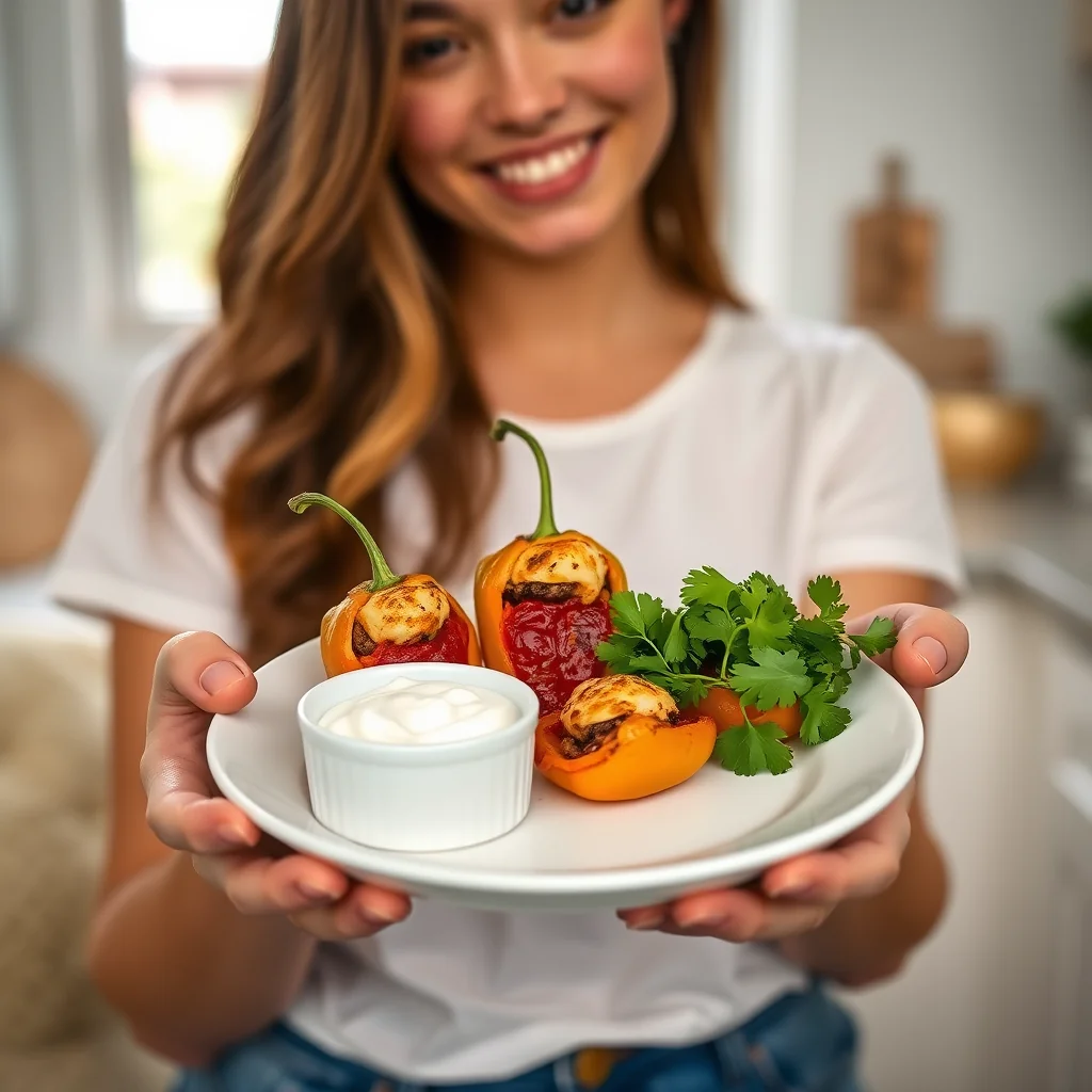 Baked Stuffed Mini Pepper Poppers – vegetarian recipe