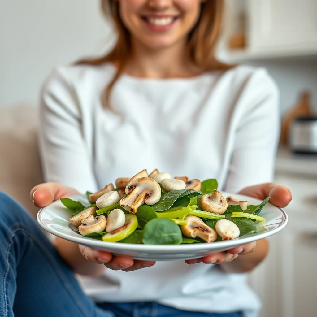Meyer Lemon Mushroom, Celery, and Spinach Salad – vegetarian recipe