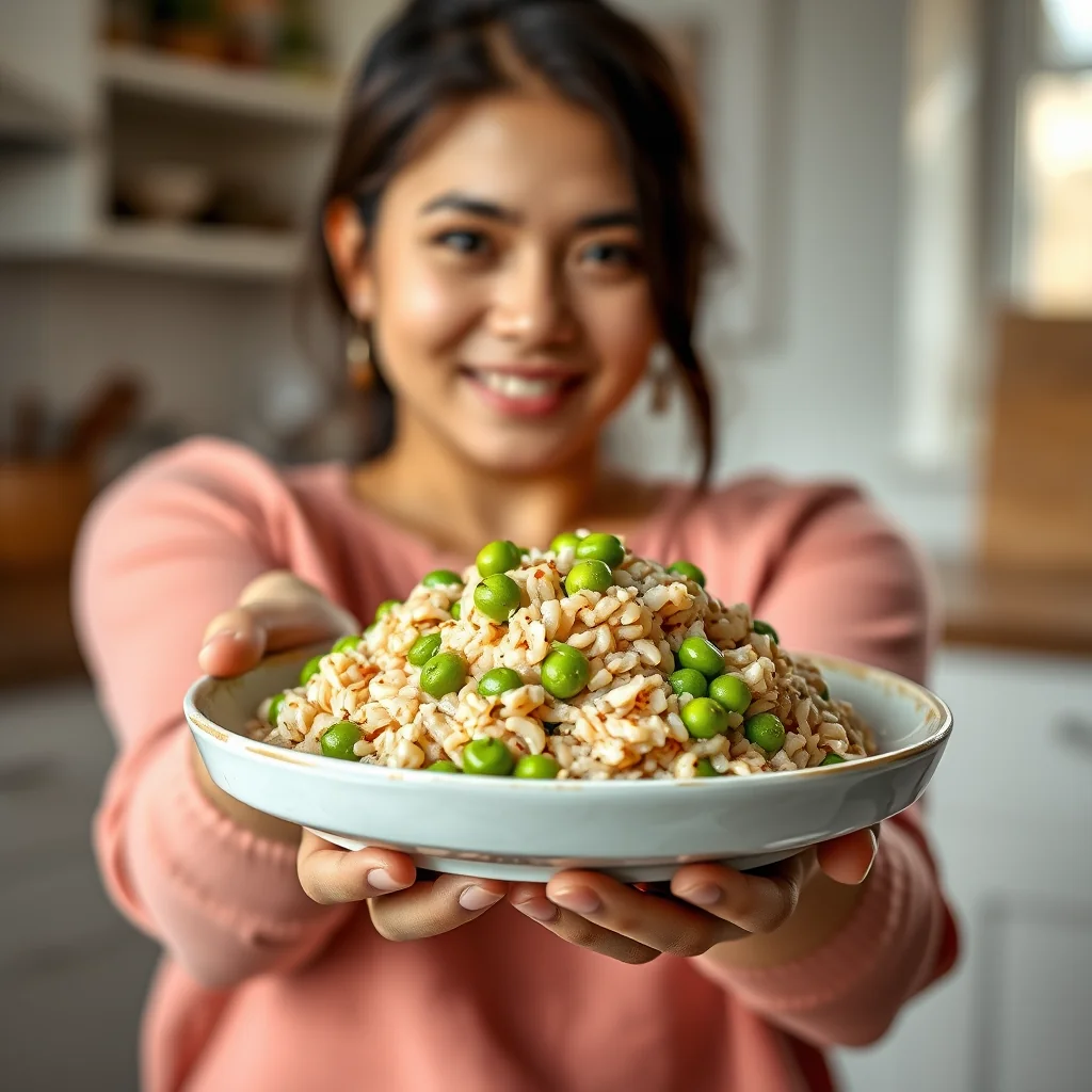 Creamy Brown Rice Risotto with Sweet Peas – vegetarian recipe