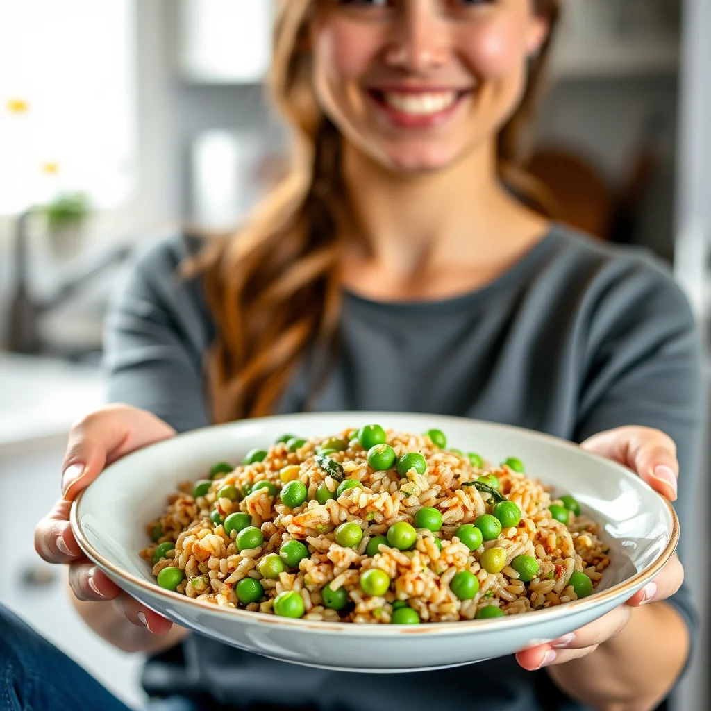 A Healthier, Hearty Brown Rice and Pea Risotto – vegetarian recipe
