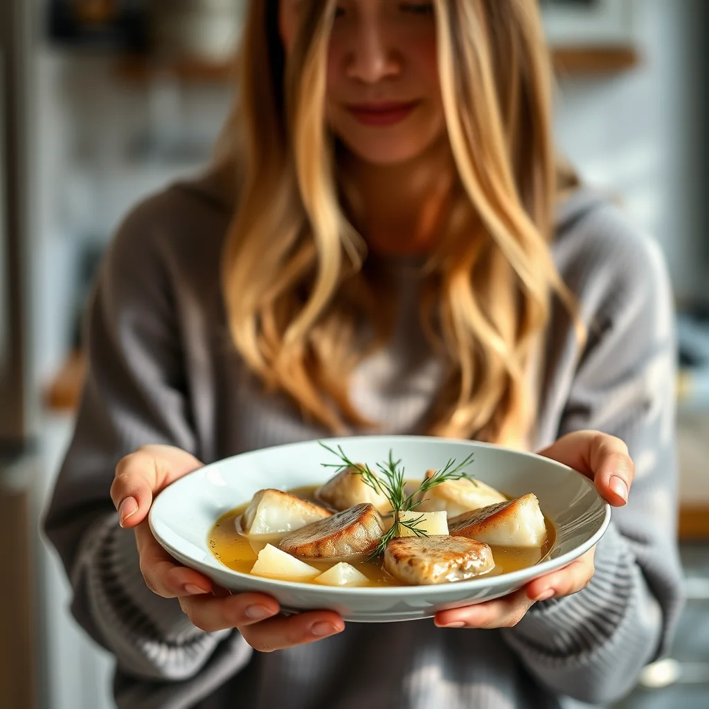Poached Hearts of Palm in Lemon-Dill Broth (Vegan Fish) – vegetarian recipe