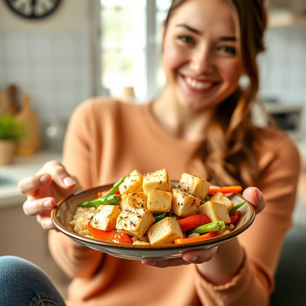 Ginger Sesame Tofu with Sautéed Vegetables – vegetarian recipe