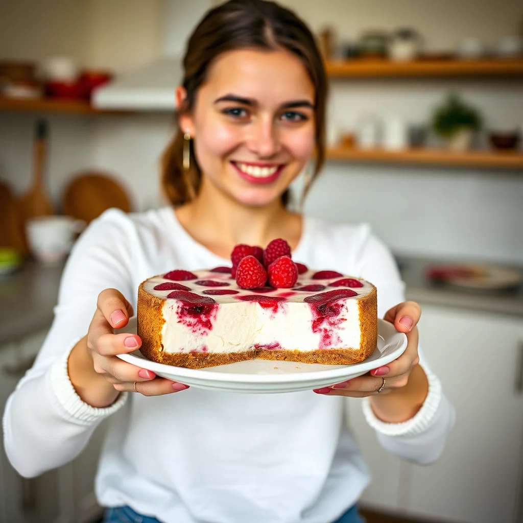 Healthy No-Cheese Raspberry Cheesecake – vegetarian recipe