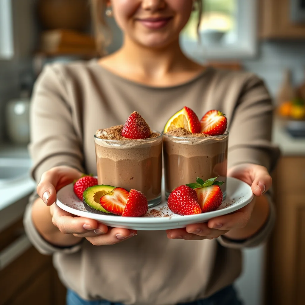 Chocolate Orange Avocado Mousse with Fresh Strawberries – vegetarian recipe