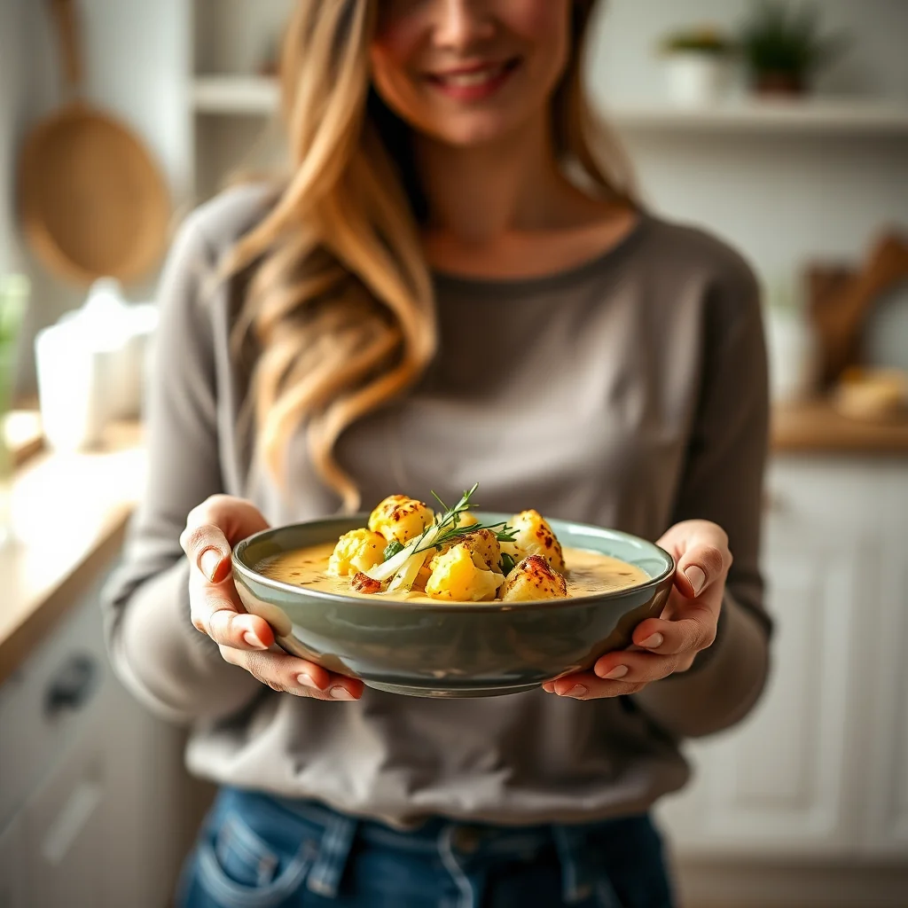 Spicy Roasted Cauliflower & Leek Soup – vegetarian recipe