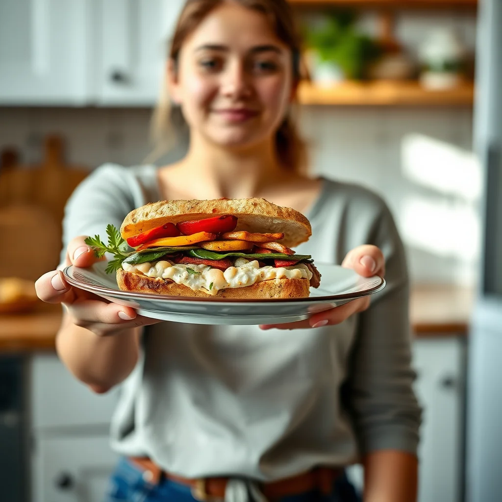 Roasted Vegetable Sandwich with Zesty White Bean Spread – vegetarian recipe