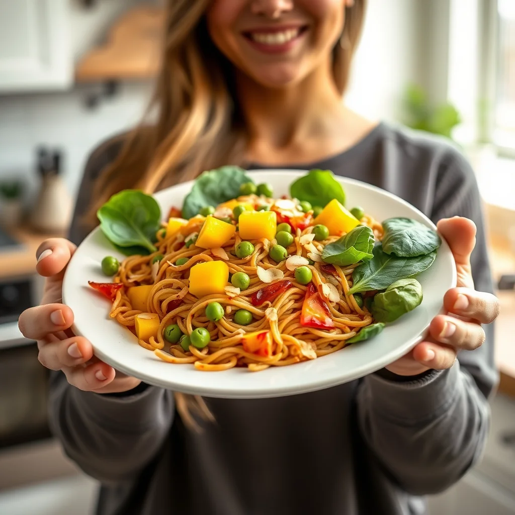 Vibrant Ramen Noodle Salad with Mango & Wasabi Peas – vegetarian recipe