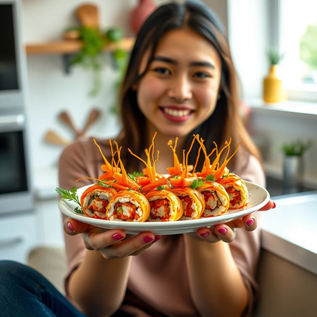 Spicy Carrot and Tomato Inari Sushi – vegetarian recipe