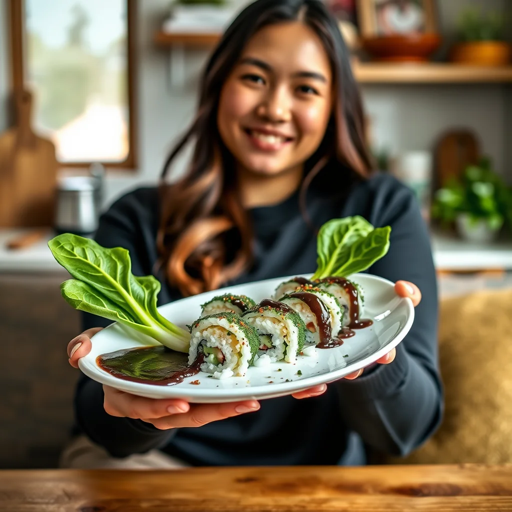 Baby Bok Choy Nigiri with Black Bean Sauce – vegetarian recipe