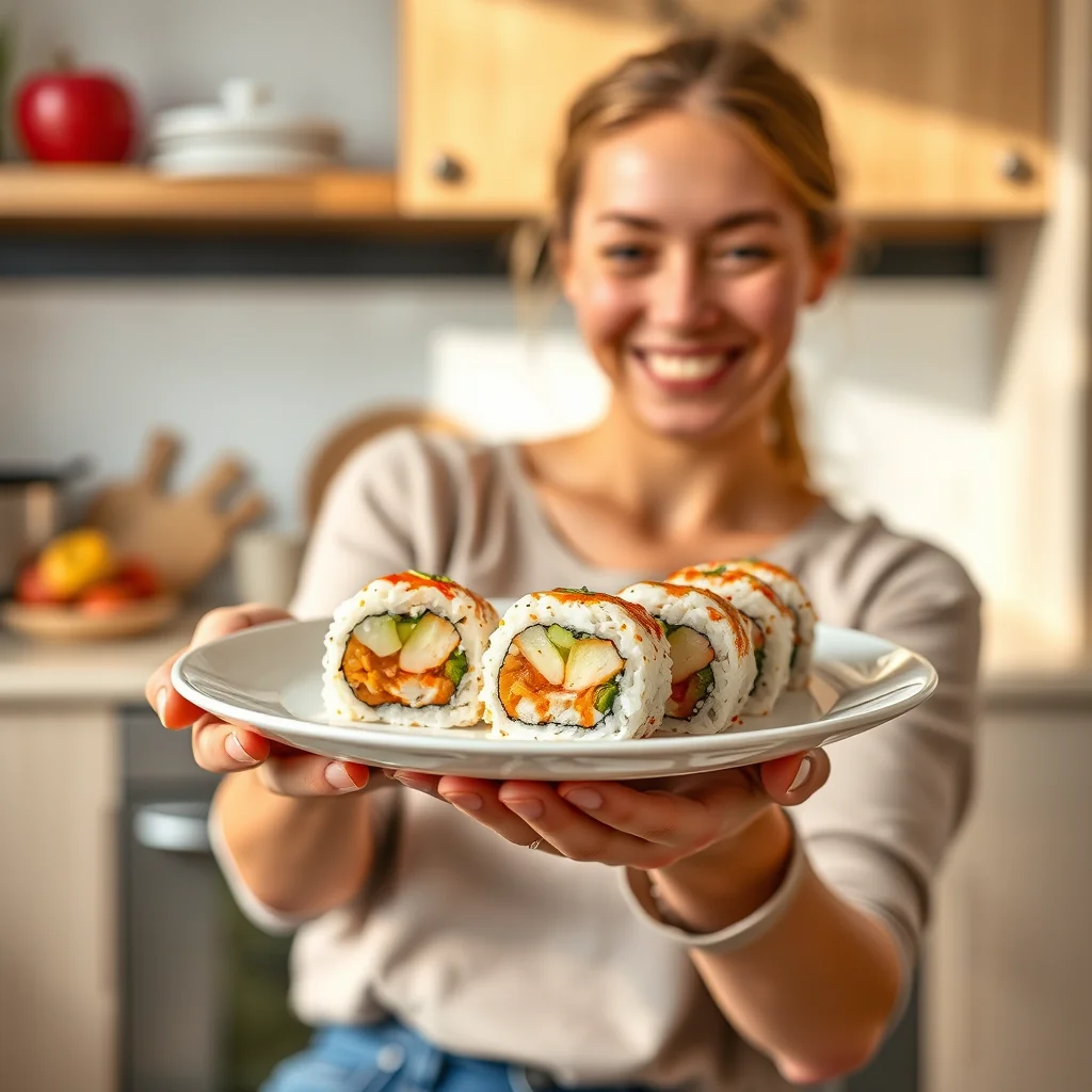 Spicy Apple & Daikon Sushi Roll – vegetarian recipe