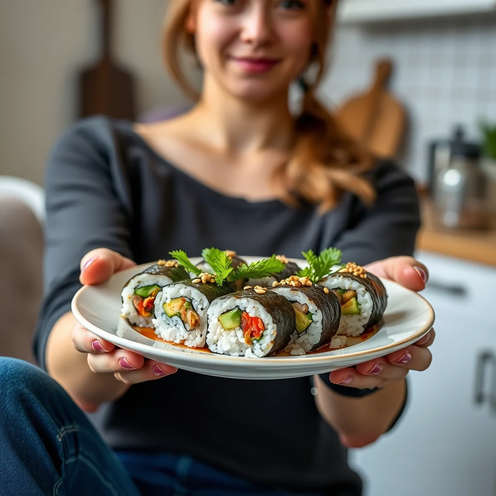 Vegetarian Kombu Kelp Sushi Rolls with Kampyo – vegetarian recipe