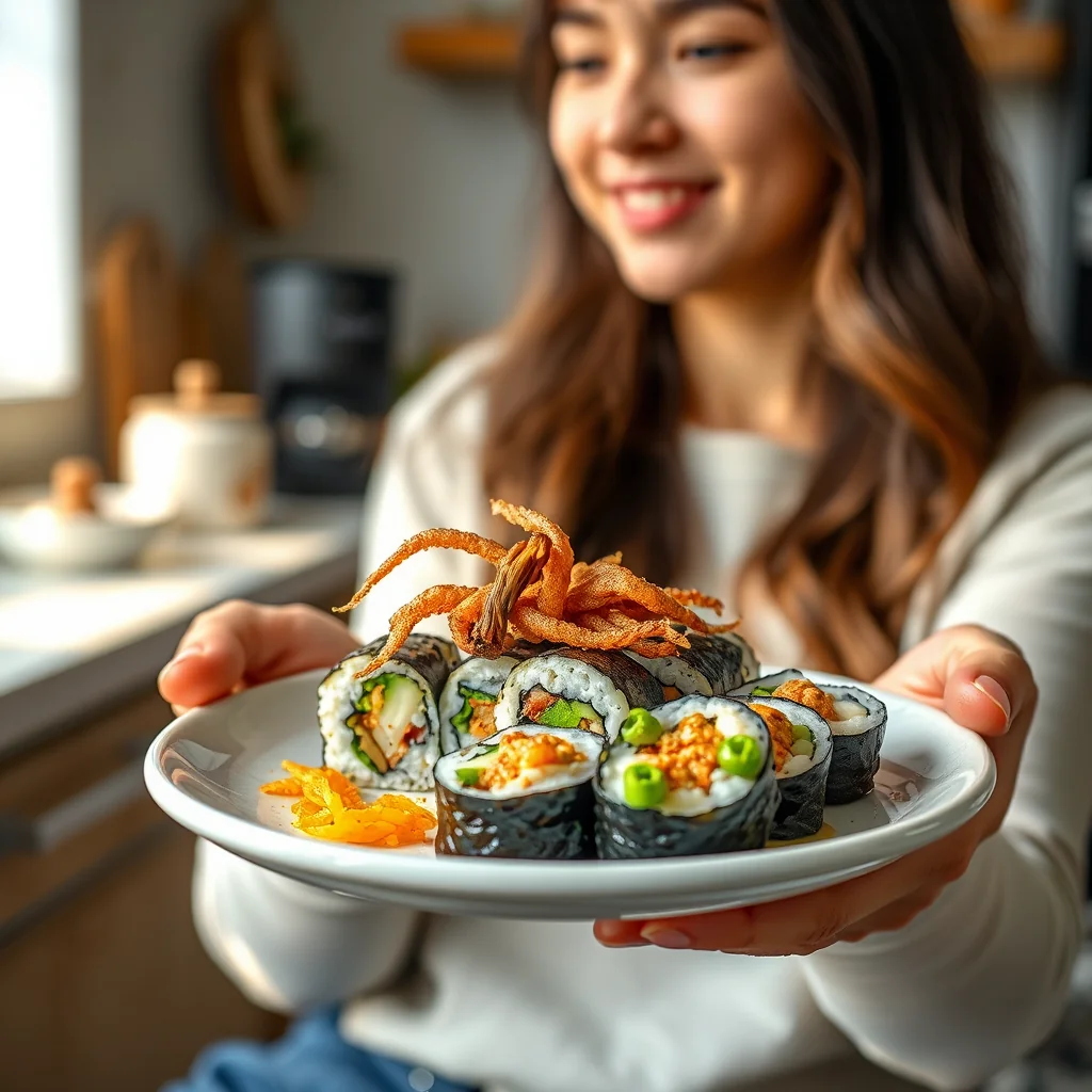 Veggie Spider Roll with Mushroom Tempura – vegetarian recipe