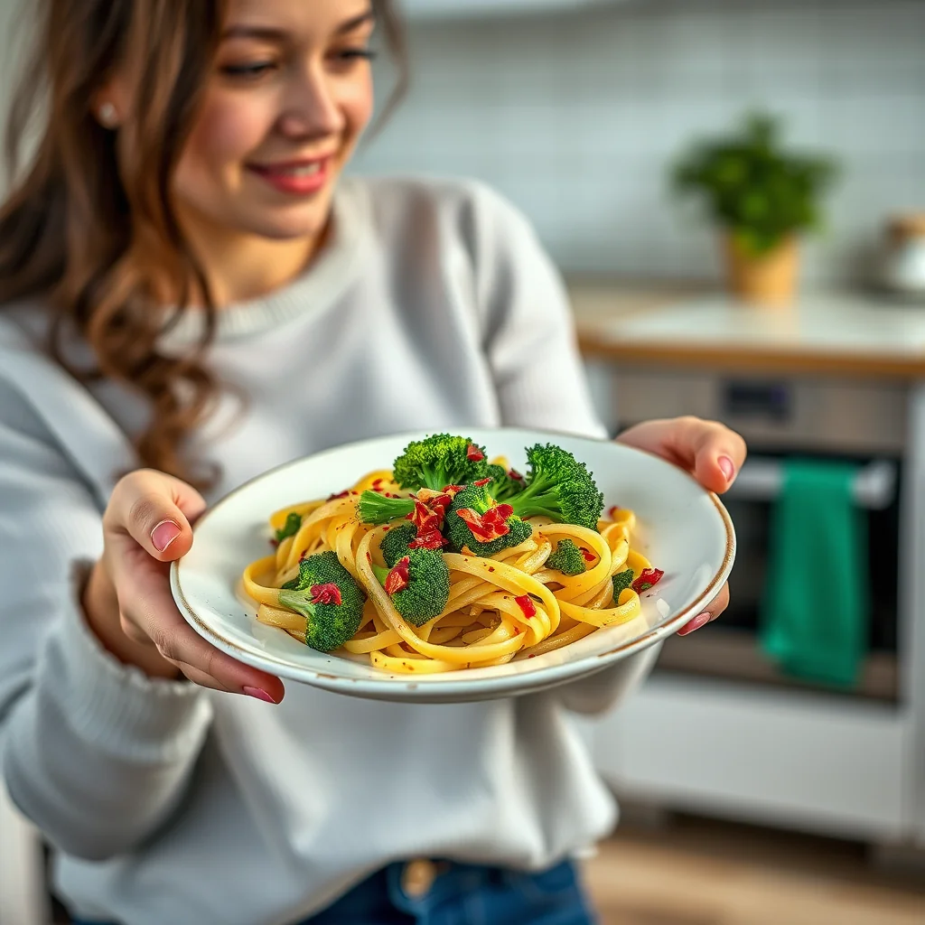 Perciatelli with Broccoli Raab and Red Pepper Flakes – vegetarian recipe