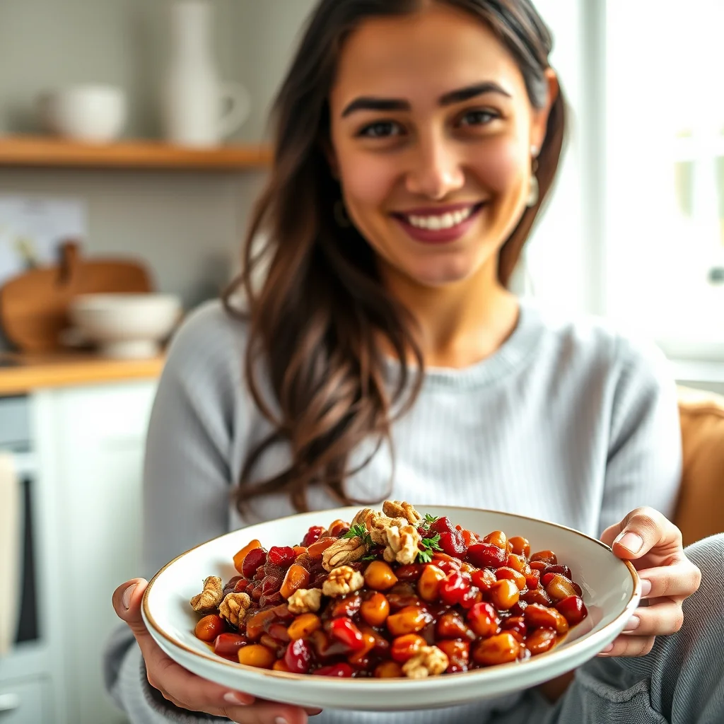 Iranian Baked Beans with Pomegranate Molasses and Walnuts – vegetarian recipe