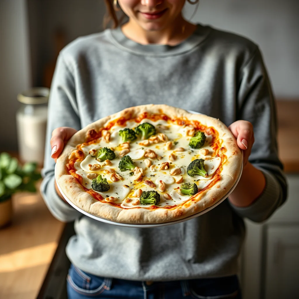 White Pizza with Broccoli Raab, Mozzarella, and Pine Nuts – vegetarian recipe