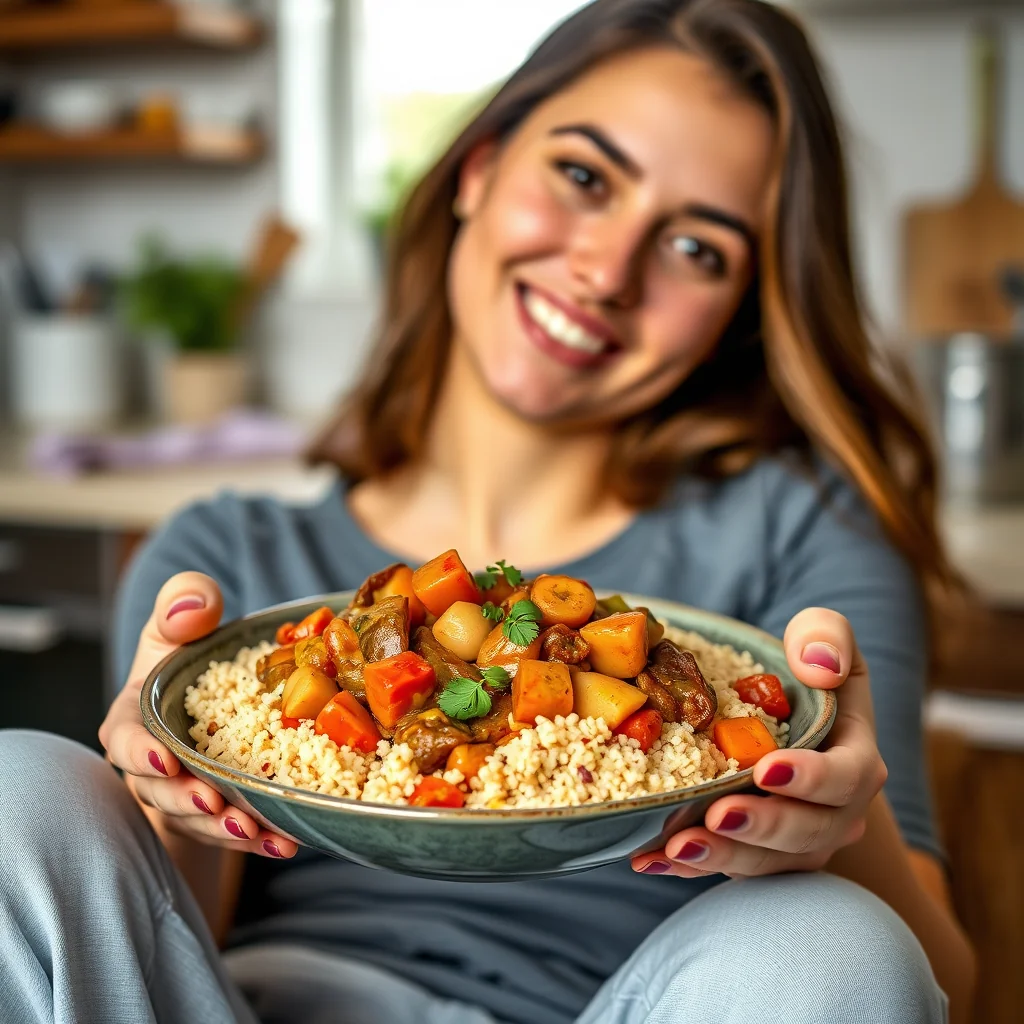 Hearty North African Couscous with Chickpea and Vegetable St – vegetarian recipe