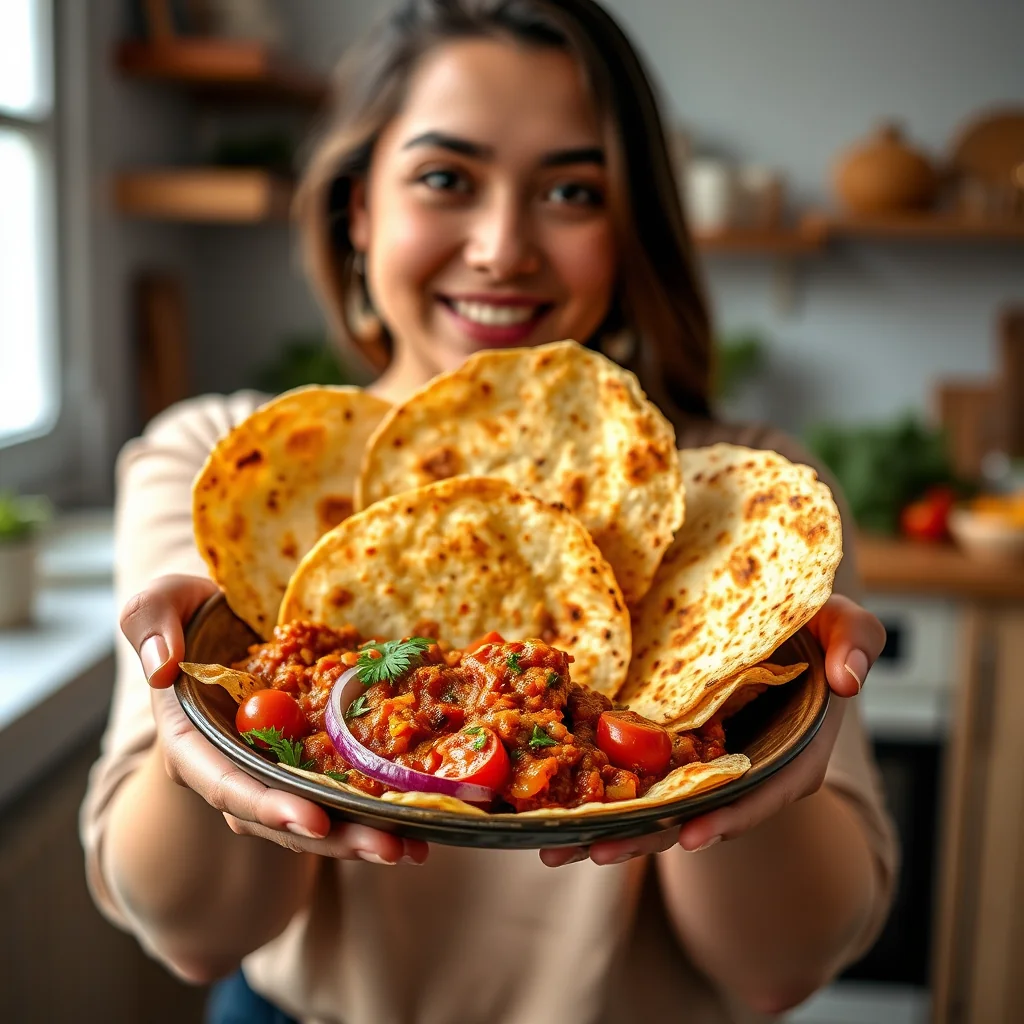 Homemade Baked Papadums with Tomato Masala – vegetarian recipe