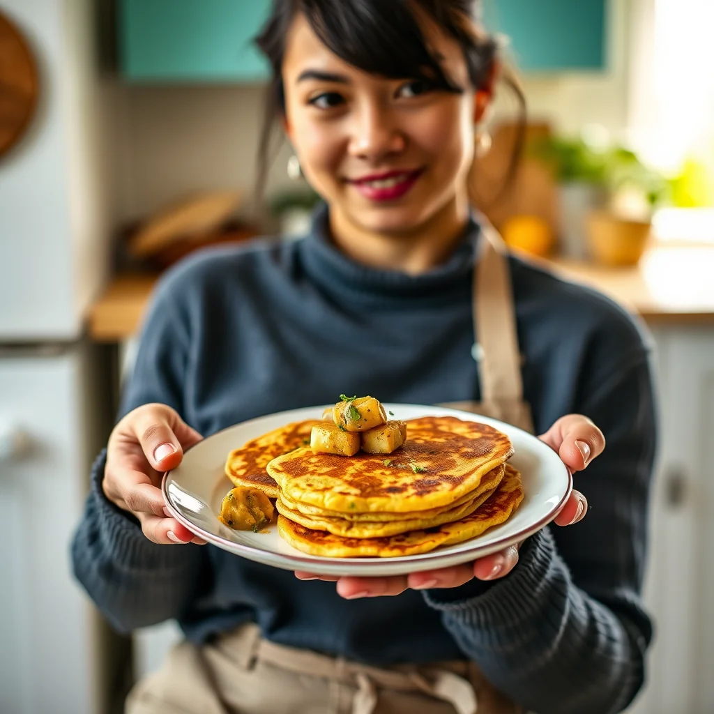 Savory Chickpea Flour Pancakes with Lime Pickle Paneer – vegetarian recipe