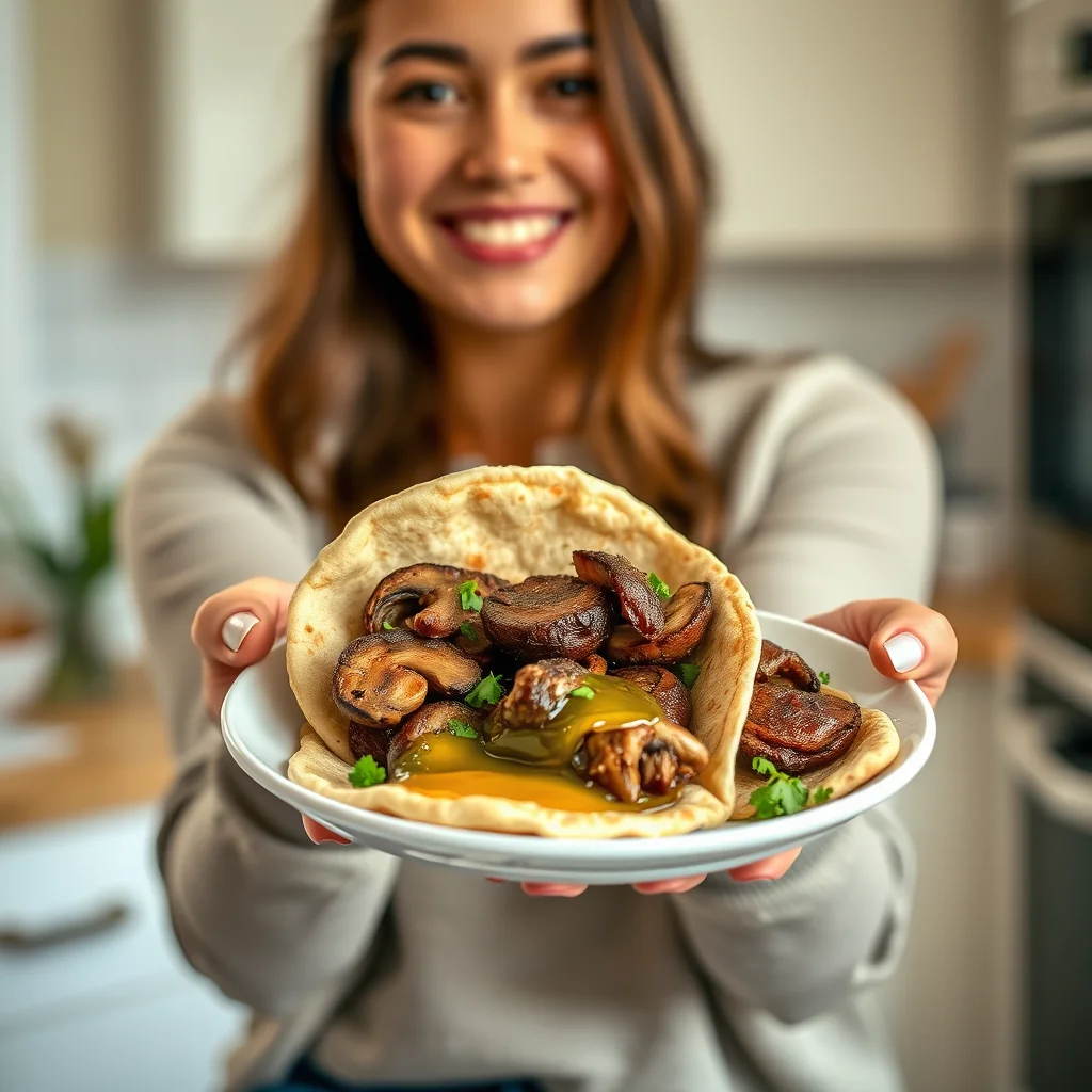 A Meaty, Plant-Based Lunch: Portobello Pita Pockets – vegetarian recipe