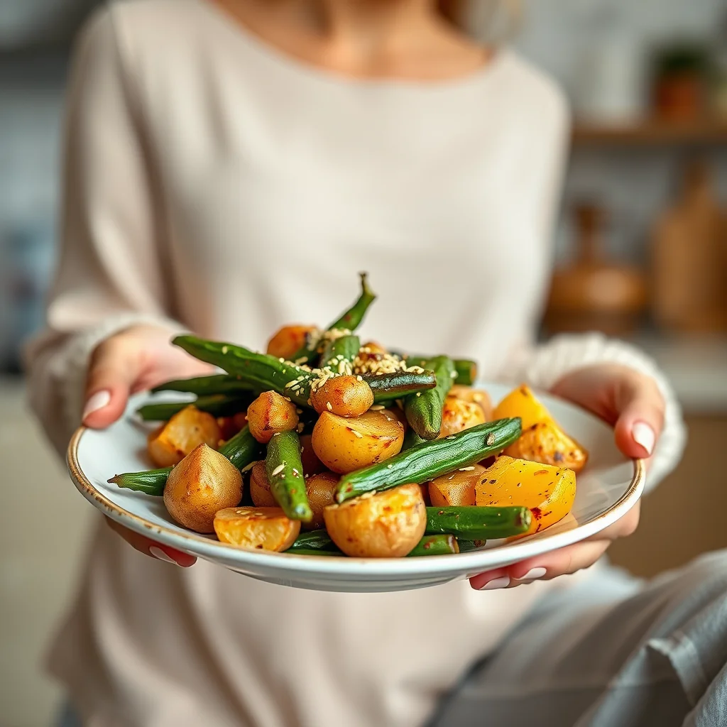 Goan Okra and Potatoes with Toasted Sesame Seeds – vegetarian recipe
